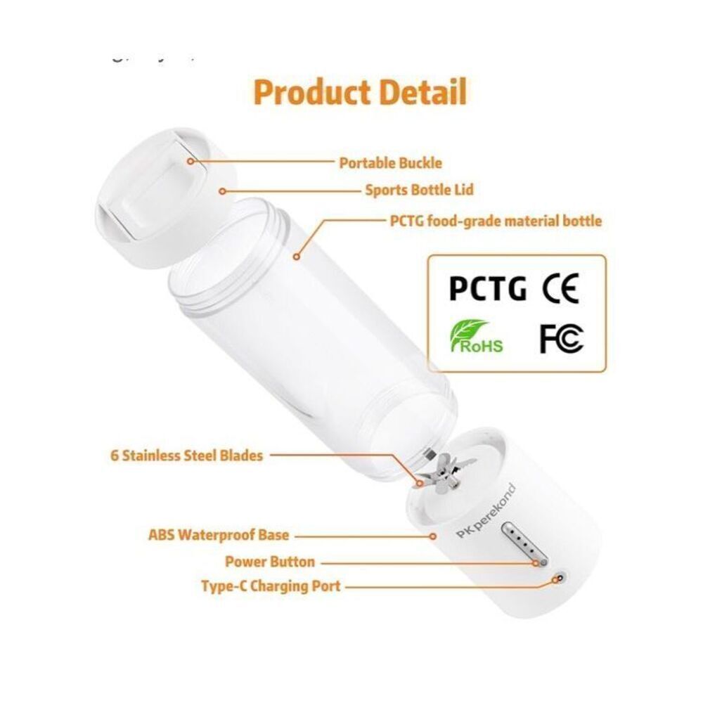PK PEREKOND - NWT - Portable Juicer/ Blender. USB Rechargeable & Personal Sized - Picture 9 of 13
